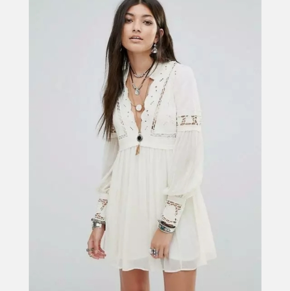 Free People Dresses & Skirts - Free People Dreamland Lace Cut Work Dress